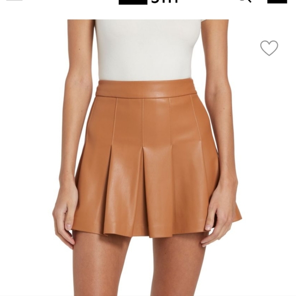 Susana Monaco Dresses & Skirts - Susana Monaco Pleated Faux Leather Mini Skirt in Caramel
